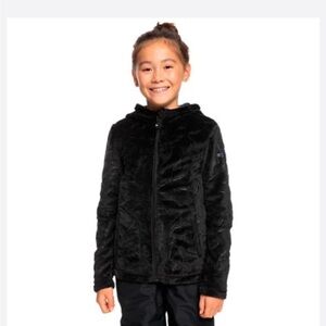 Roxy Girls Igloo Fleece Zip Up, Black, Girls XL (14)